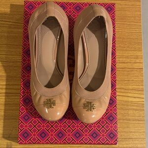 Tory Burch Blush Patent Leather Logo wedge